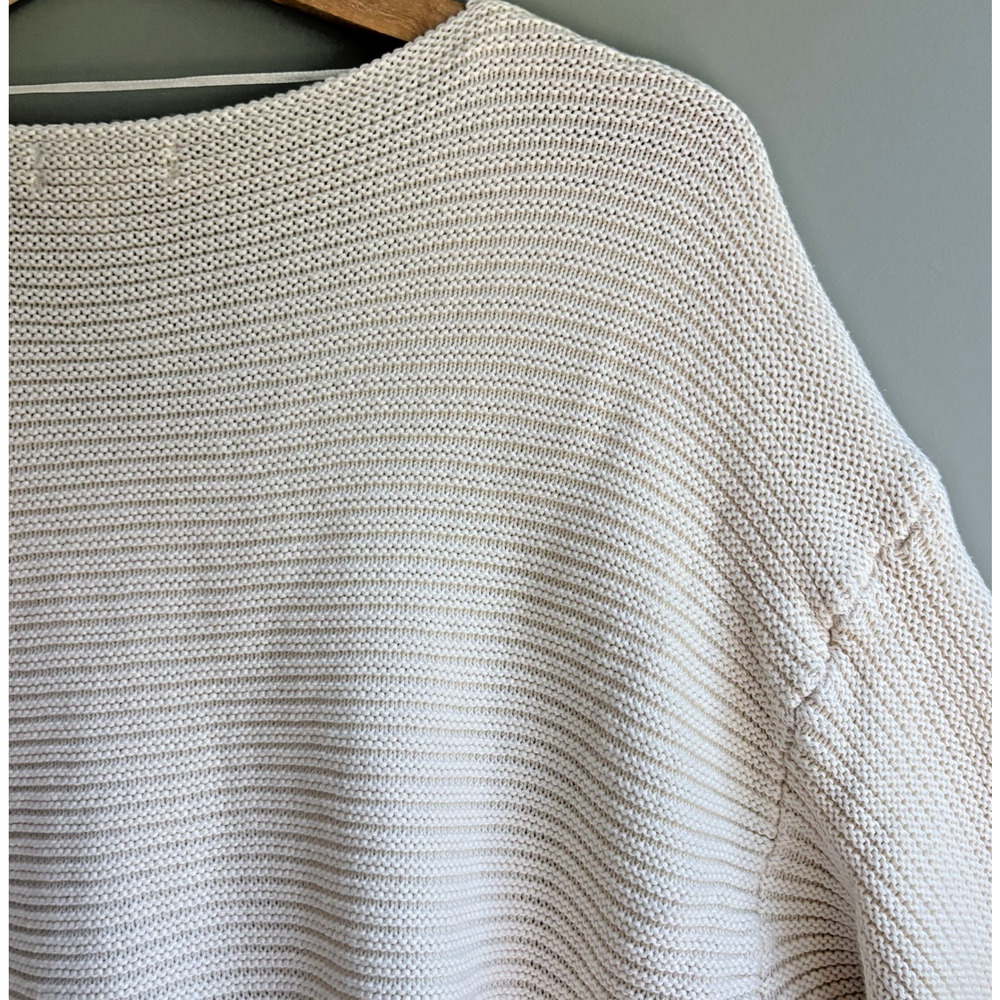 New CHARTER CLUB Cream Cotton Sweater XXL Slouchy Knit V-Neck Minimalist Neutral - Picture 6 of 10
